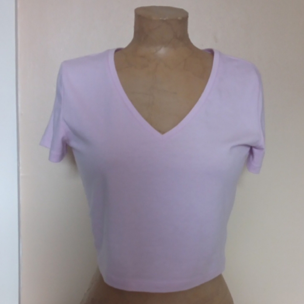Wild Fable Lite Lilac Crop Fitted Short Sleeve Tee